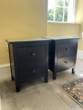 Ikea Hemnes black / brown bedside table - 2 drawers, used condition