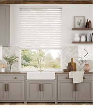Blinds2Go Pristine White Faux Wooden Venetian 50mm Slat Blinds Width 116cm 