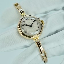 (9ct Gold) Vintage Rolex Lady Art Deco Wrist Watch 26mm Antique Bracelet Working