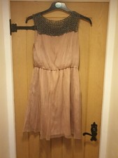 TopShop Nude Light Rose Pink Dress - UK8 Chainmail Neck Detail