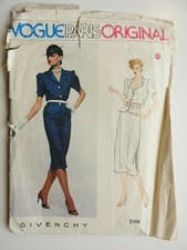 Vogue 2166 pattern Blouse & Skirt sz 10 cut Givenchy  Paris Original from 1979 