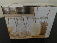 Glass Milk Bottles 6 Boxed