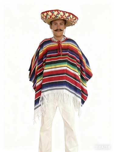Mexican poncho sombrero - mexican,