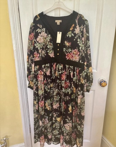 Oasis black floral - black, dress,