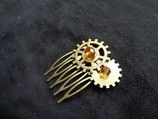 Bronze steampunk amber crystal