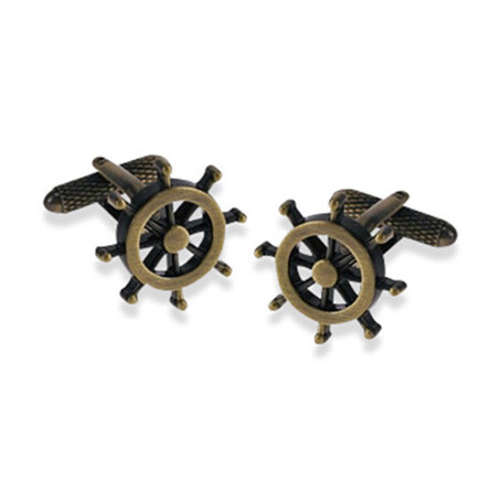 Ship wheel burnished - burnished, gold