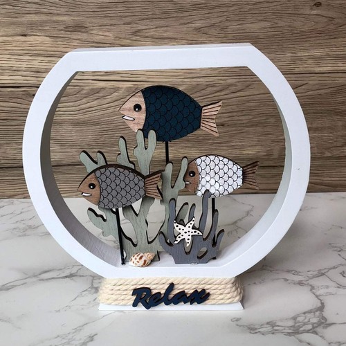 Wooden fish tank ornament - wooden,