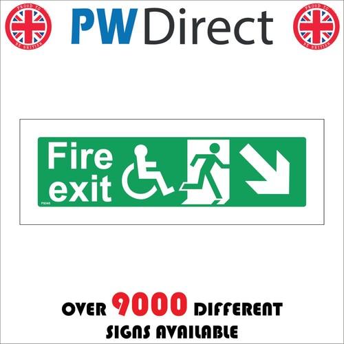 Sign fire exit - diagonal, down