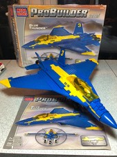 Vintage Mega Bloks Pro Builder Battle Series Blue Thunder 9781 Airplane 2003 F18