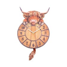 Highland Tickin' Cute Cow Pendulum Wall Clock Coo Gift Decor Farm Animals