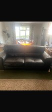 Scs Sisi Italia, Dark Brown Leather 3 & 2 Seater Sofas And Footstool