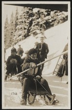 GB. Unused Real Photo Postcard Women's Toboggan Race Undated