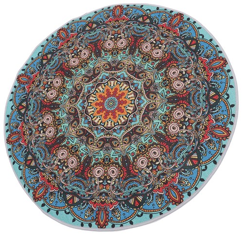 Round rug washable boho - ,