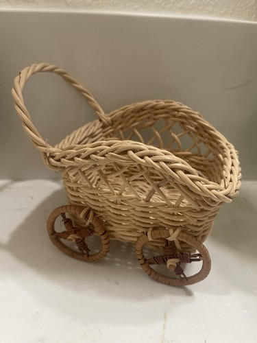 Vintage wicker woven baby - wicker,