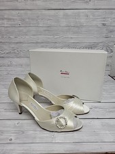 Rainbow Couture Ivory Satin 'Ario' Open Toe Bridal Shoes. Size 7. BNIB. PD