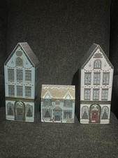 M&S Light Up Christmas House Tins Decoration x 3 Empty Tins Working