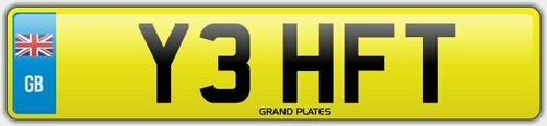 Number plate initials y3 - plate,