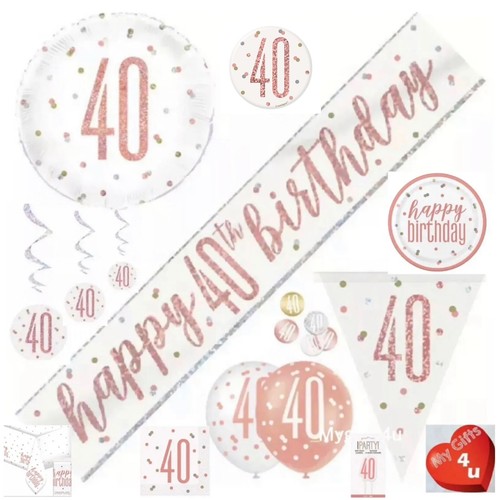 Rose gold 40th happy - 40th, &