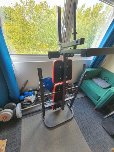 Weights bench and - weights, used