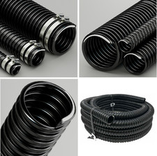BLACK CORRUGATED FLEXIBLE POND HOSE FISH GARDEN FILTER PUMP MARINE PIPE BENDS