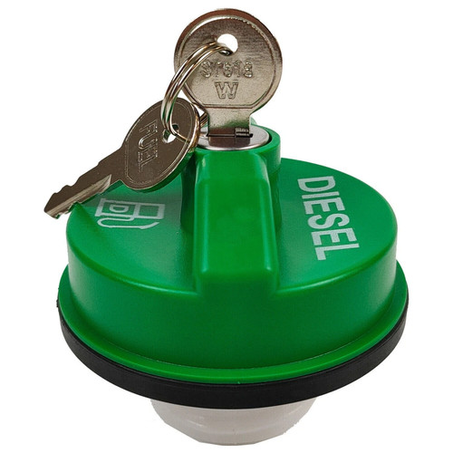 Locking green diesel fuel cap - locking,