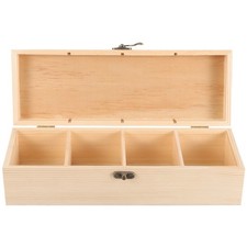 Wooden Box 4-slot Wood Crate Unfinished Mini Wooden Jewelry Box Case Size S