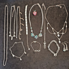 Silver Tone Costume Jewellery  Necklaces Bracelets Earrings Bundle Joblot 