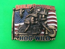 Harley Davidson Vintage Belt Buckle Hog Wild ©Baron 1993 USA