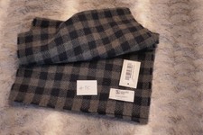 Johnstons of Elgin 100% Cashmere Every Yarn Charcoal Navy Gingham Scarf BNWT #18
