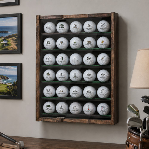 Wooden golf ball display - wooden,