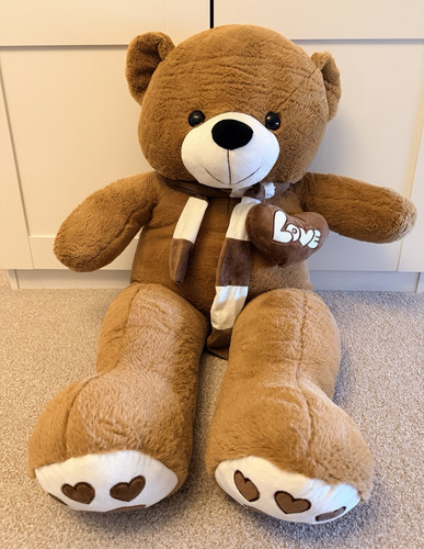 Large brown white plush - white,