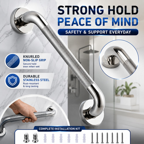 Stainless steel bathroom - steel, grab