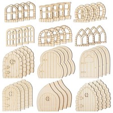 48 Pcs Fairy Door Wooden