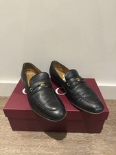 Gucci Black Leather Loafers Men’s with Interlocking G Logo Slip-On Shoes
