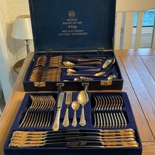 Bestecke Solingen  12 place setting 70-Piece Cutlery Set 23/24k Gold-Plated 