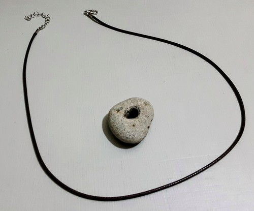 Hag stone necklace leather - hag, necklace.