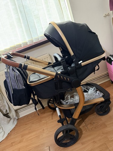 Single pushchair black - pushchair, black/gold