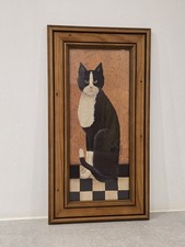 Vtg Country Cat Wall Art Wood