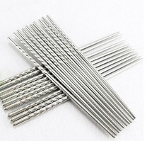 Chopstick Chinese Non-slip Stainless Steel Chopsticks Chop Sticks Silver-10 Pair