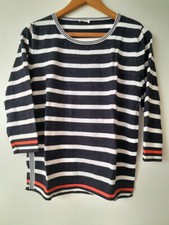 Blue & White Striped Women’s Jumper / Top From ‘Gerry Weber’ With ¾-Length Sleev