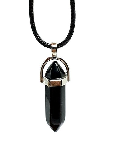 Obsidian point necklace - obsidian,