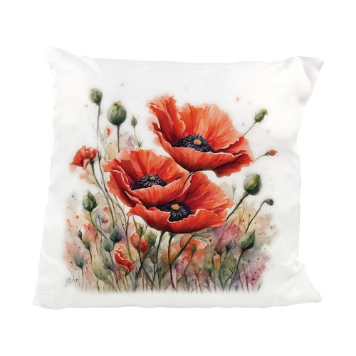 Watercolour poppies cushion - poppies,
