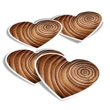 4x Heart Stickers - Tree Trunk