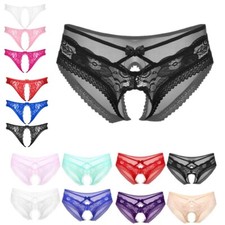 UK Men's Sissy Lace Hollow Out Briefs Sexy Crotchless Panties Sexy Underwear  