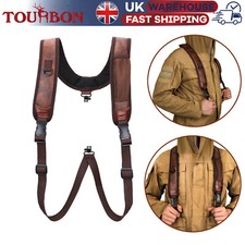TOURBON Gun Double Shoulder Strap PU Rifle Sling Padded Non-slip Hunting UK