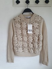 Zara beige embroidered flowers