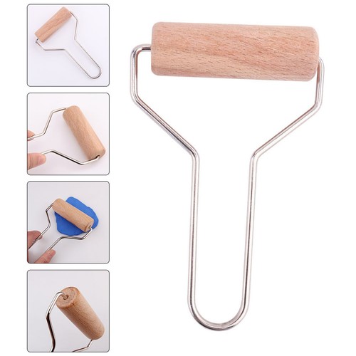 Beige wooden clay - beige, roller