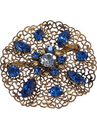 Vintage filigree brooch with - brooch,