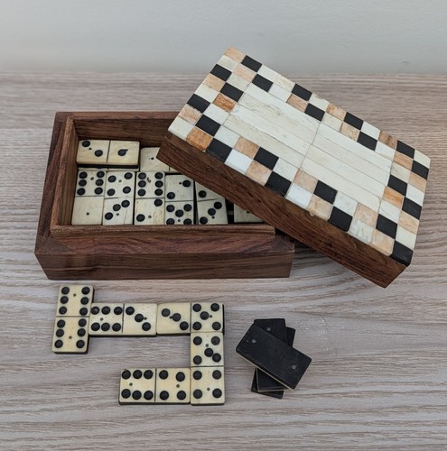Antique bone ebony dominoes - antique,