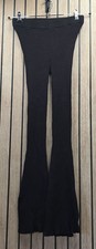 70z Womens Jack Wills Black Ribbed High Waist Flare Leggings Trousers Size UK 10